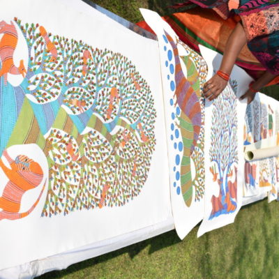 Gond paintings displayed at the venue
