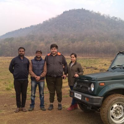 GYPSY SAFARI WITH SATPURA MOUNTAINS  IN THE BACKGROUND